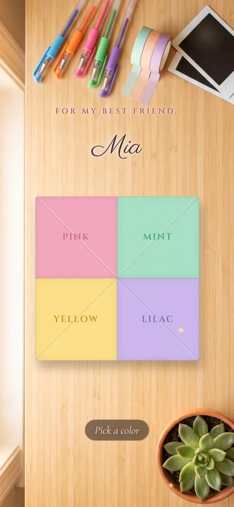 Bestie: animated digital letter, opening screen