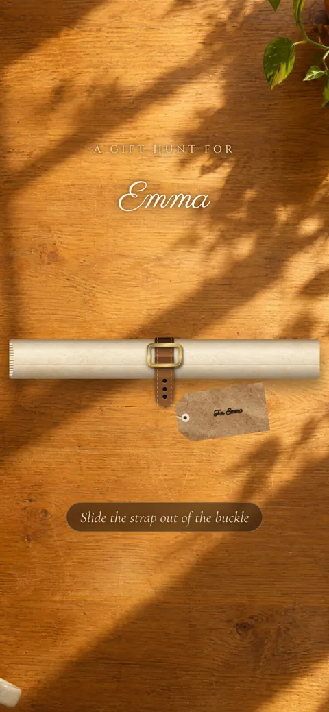 Gift Hunt: animated digital letter, opening screen