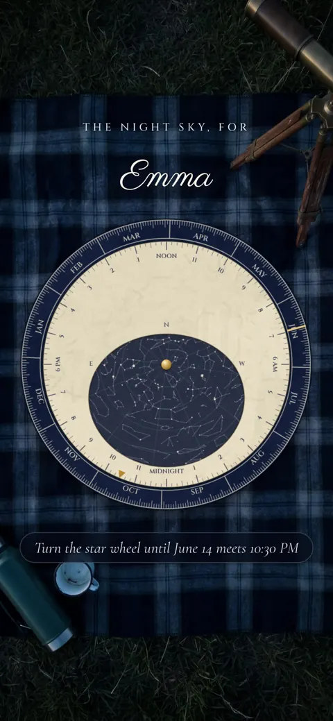 Our Night Sky: animated digital letter, opening screen